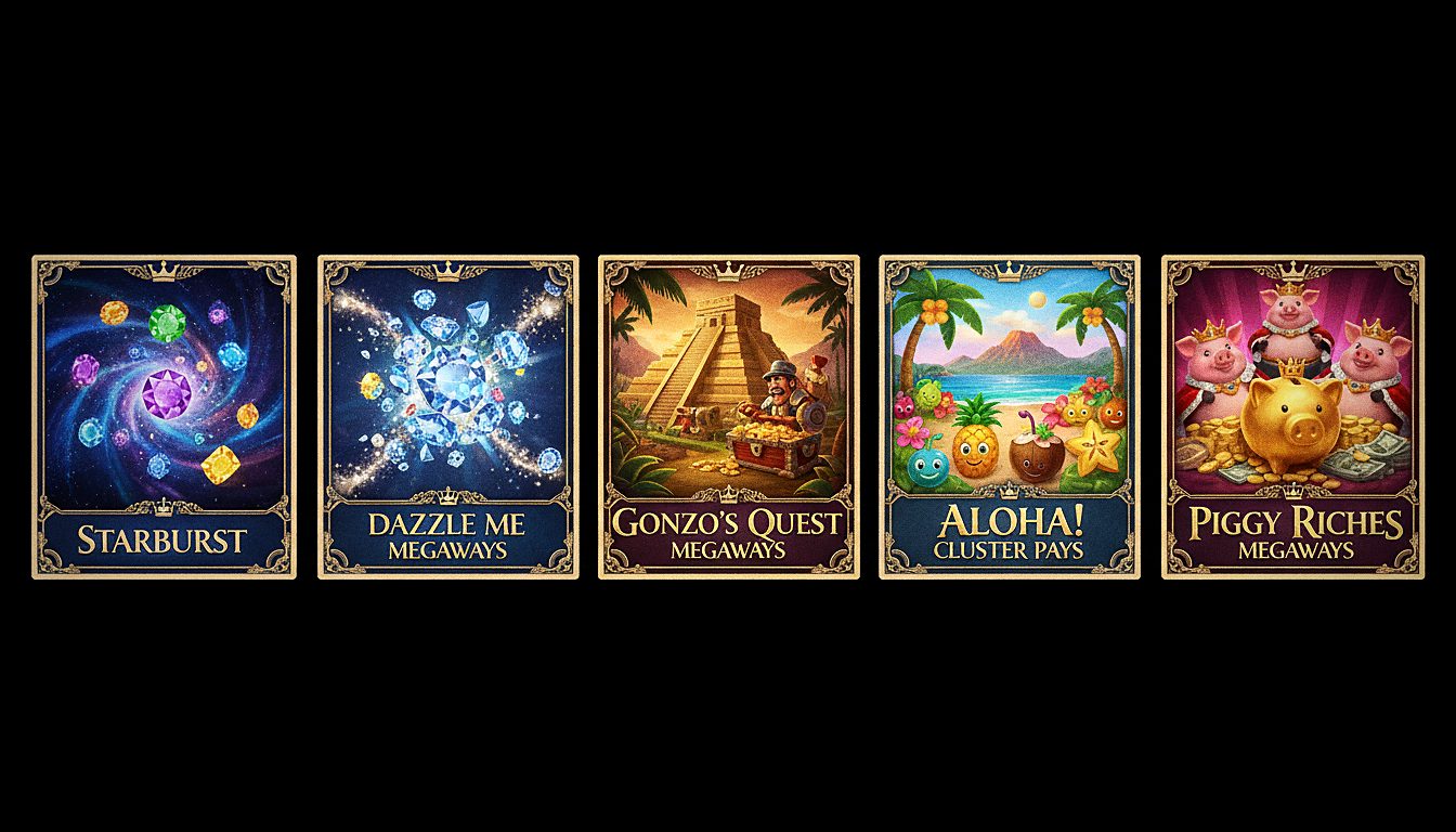Jeux Prestige Casino: Starburst, Dazzle Me Megaways, Gonzo's Quest Megaways, Aloha! Cluster Pays, Piggy Riches Megaways