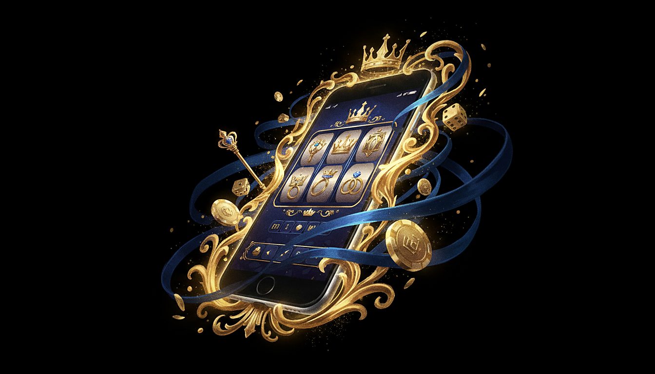 smartphone glowing with a casino game screen, on-the-go theme